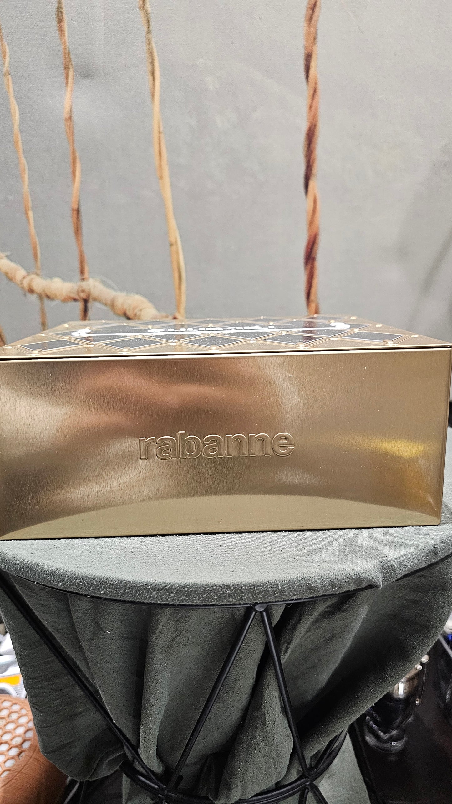 Boite de rangement Rabanne Metal Doré & Argenté invictus Parfum Collection 2026 Neuve