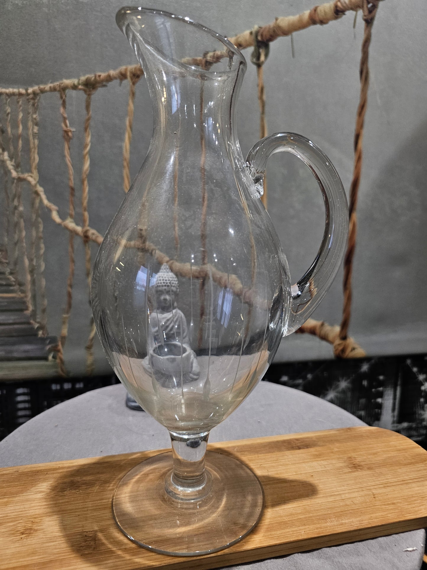 Grande Carafe de Collection XXe - Villeroy & Boch - en Verre Cristal Originale Gravée Sculptée Main