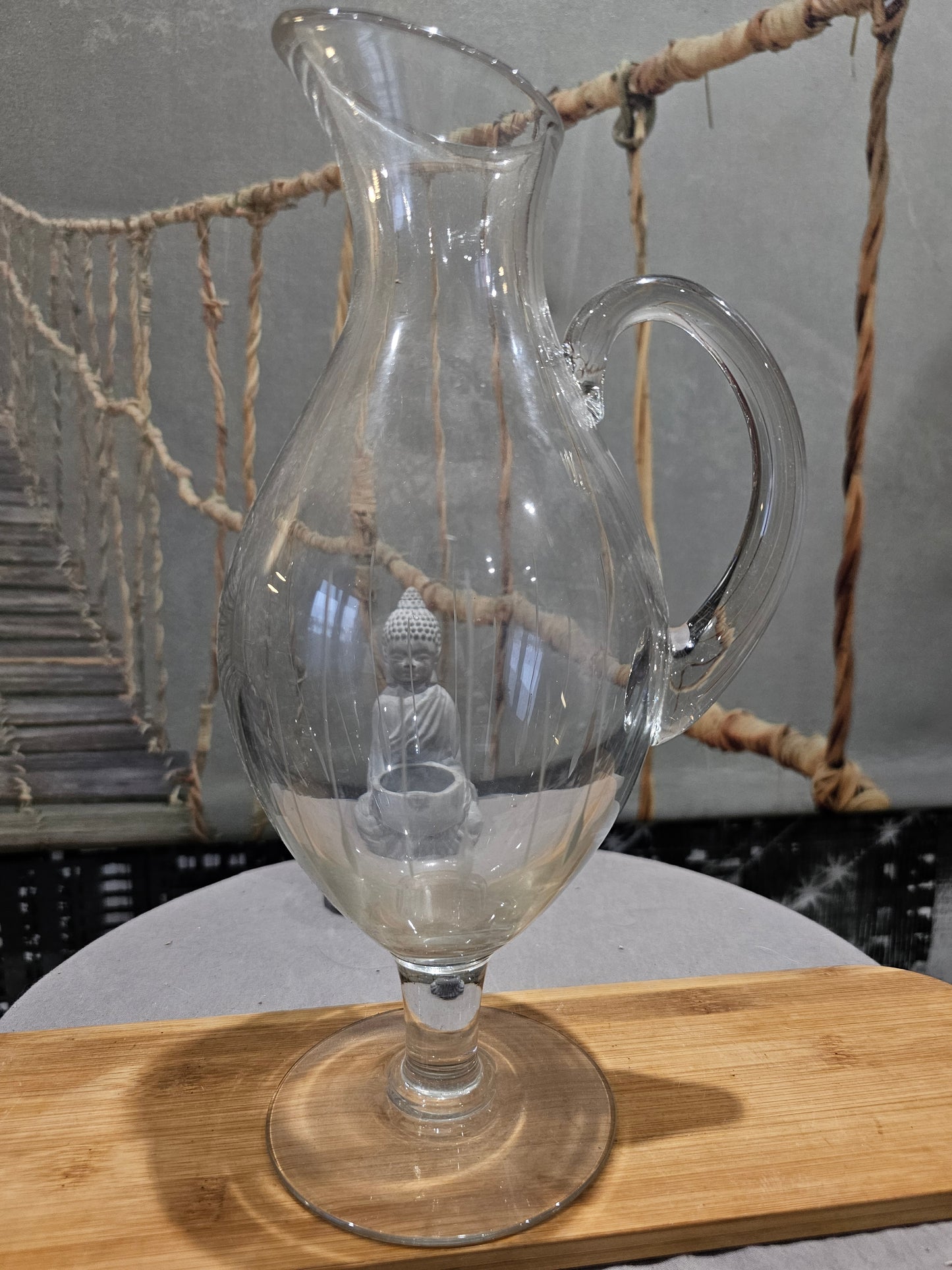 Grande Carafe de Collection XXe - Villeroy & Boch - en Verre Cristal Originale Gravée Sculptée Main