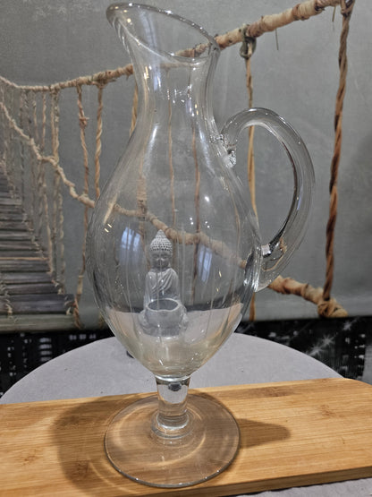 Grande Carafe de Collection XXe - Villeroy & Boch - en Verre Cristal Originale Gravée Sculptée Main