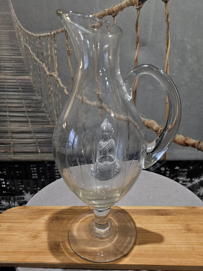 Grande Carafe de Collection XXe - Villeroy & Boch - en Verre Cristal Originale Gravée Sculptée Main