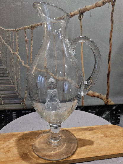 Grande Carafe de Collection XXe - Villeroy & Boch - en Verre Cristal Originale Gravée Sculptée Main